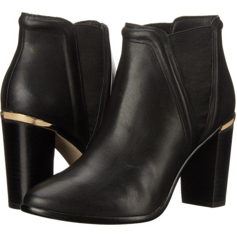 Ted baker Thuryn Block black leather Heel pull on Ankle Boots